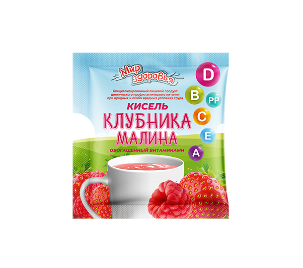 Кисель быстрорастворимый с витаминами, клубника-малина