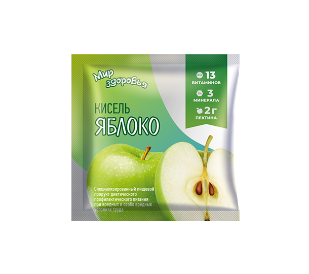 Кисель быстрорастворимый с пектином, витаминами и минералами, яблоко