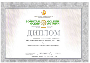 Диплом к серебряной медали